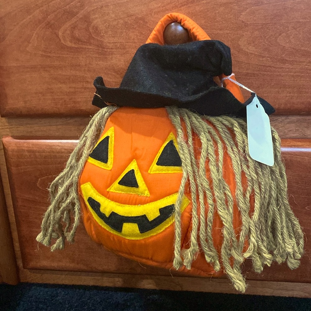 Vintage Lillian Vernon Witchie Pumpkin Treat & Trick Tote Basket Halloween Bag !